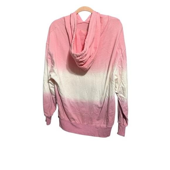 BP. Nordstrom Tie-Dye Ombre Stripe Hoodie Sweatshirt Pink Front Pocket Size M - Picture 3 of 6